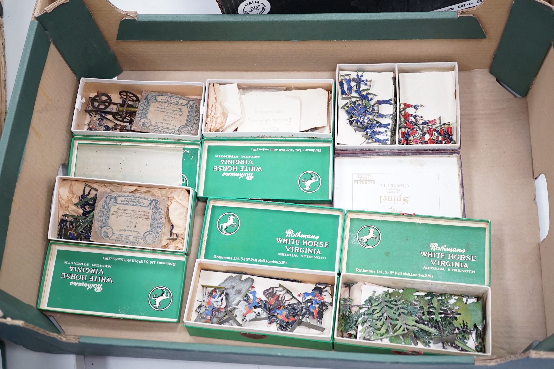 A collection of late nineteenth century flat/semi-flat soldiers by Heinrichsen, Nürnberg, etc. including; infantry, bandsmen, trees, etc.